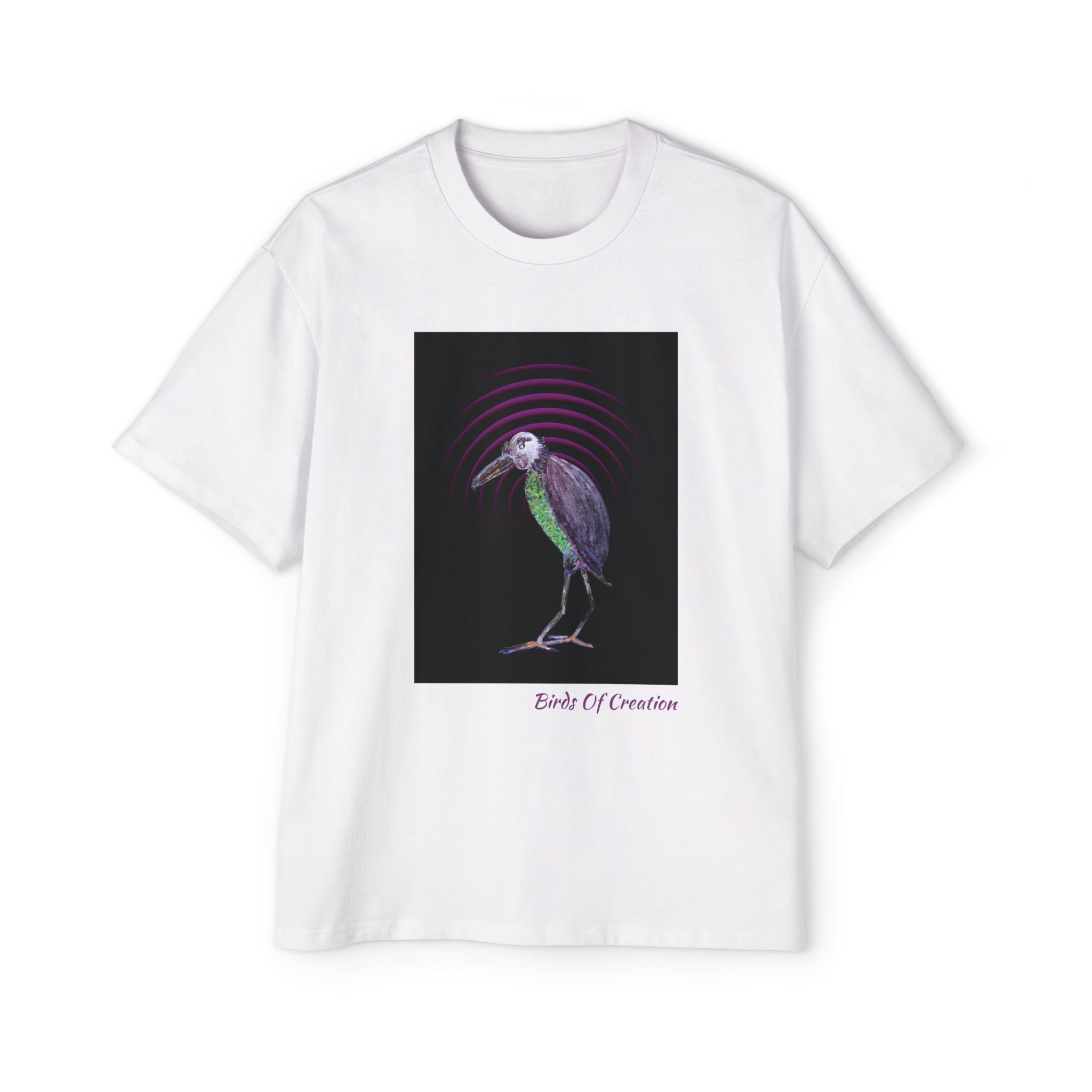 Men's Heavy Oversized Tee - Birds Of Creation No.2b