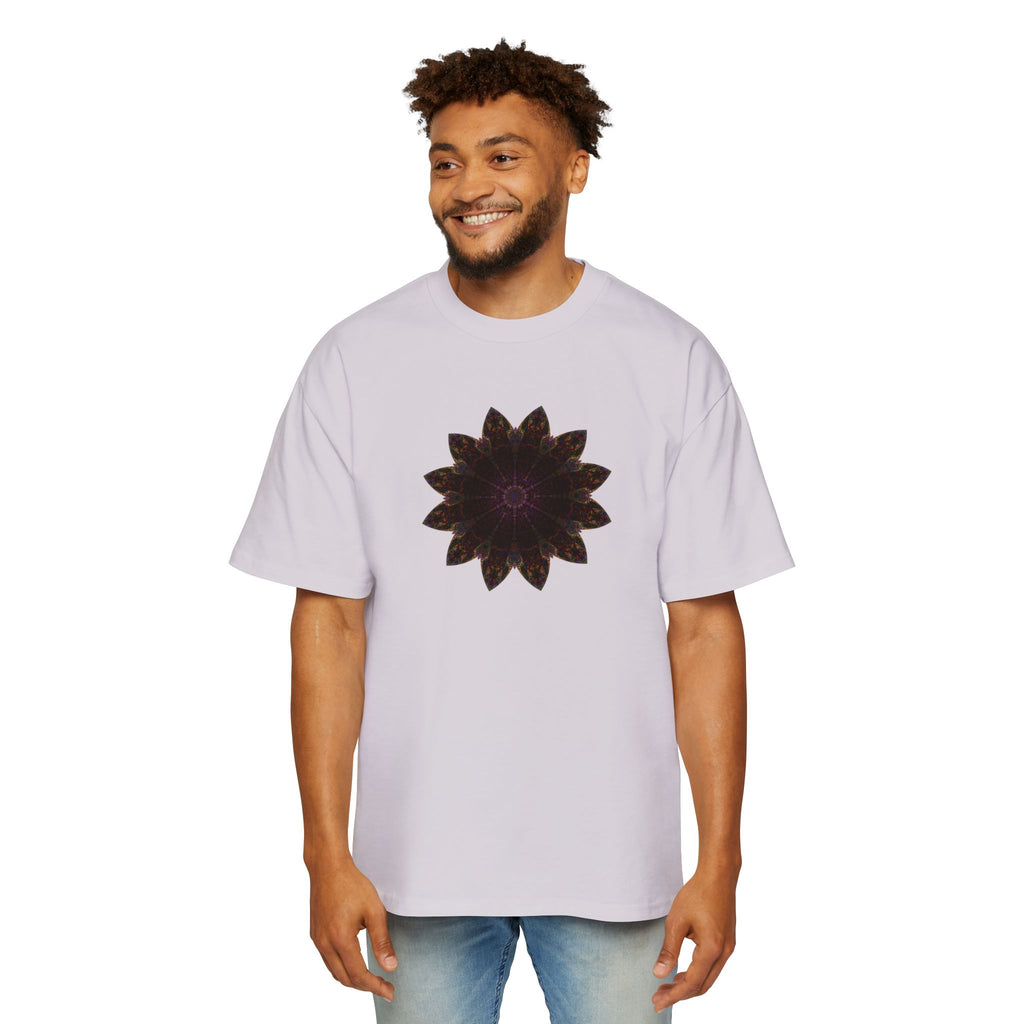 Men's Heavy Oversized Tee - Love Light Mandalas No.12