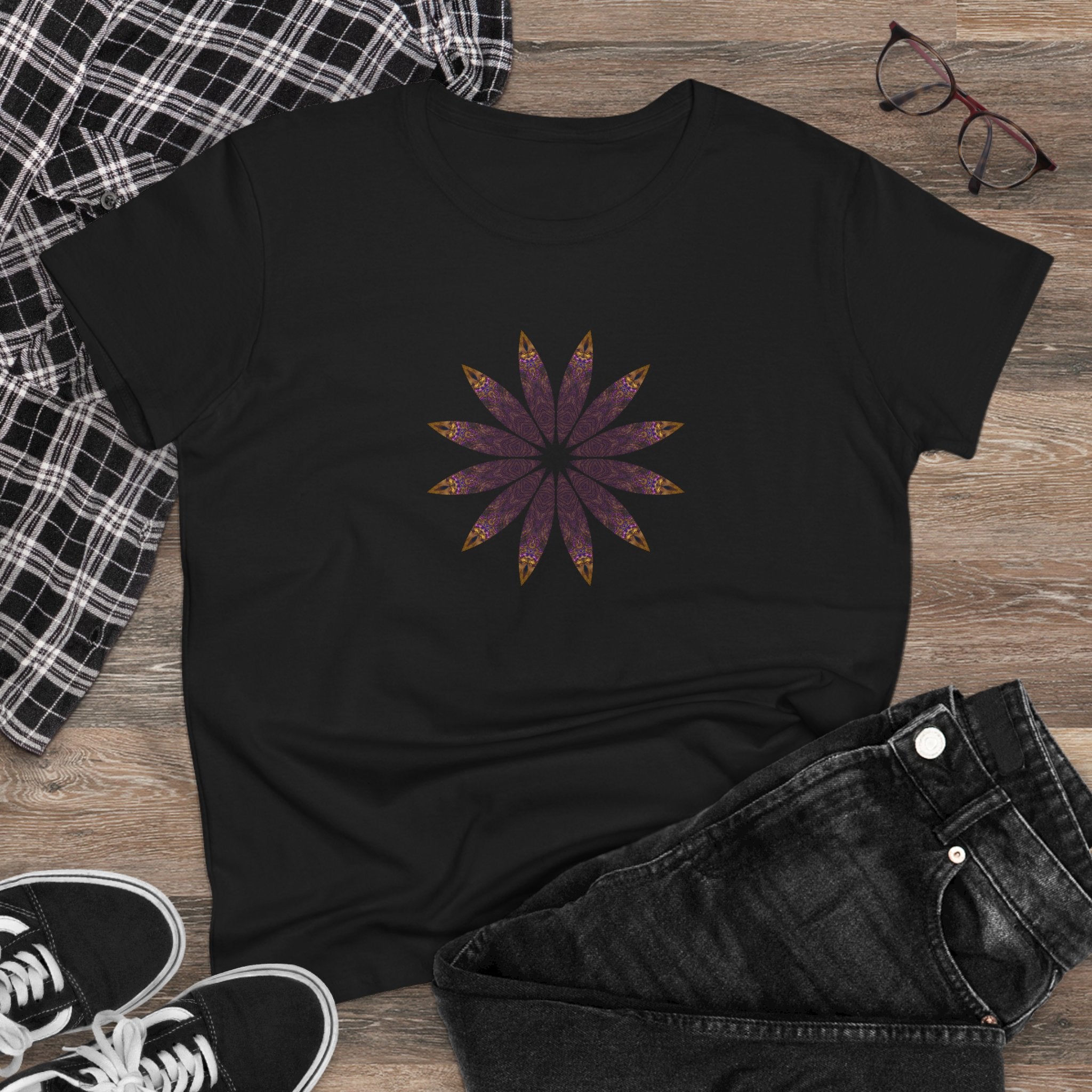 Women's Midweight Cotton Tee - Love Light Mandalas No.2