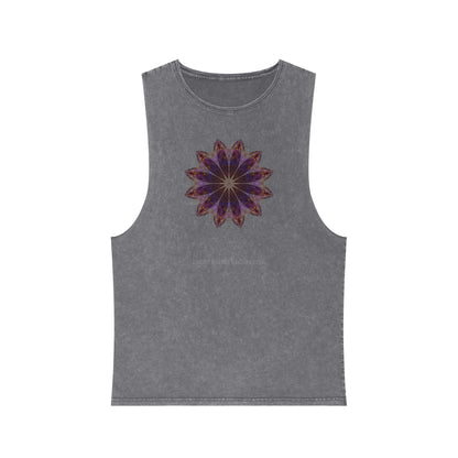 Unisex Stonewash Tank Top - Love Light Mandalas No.11