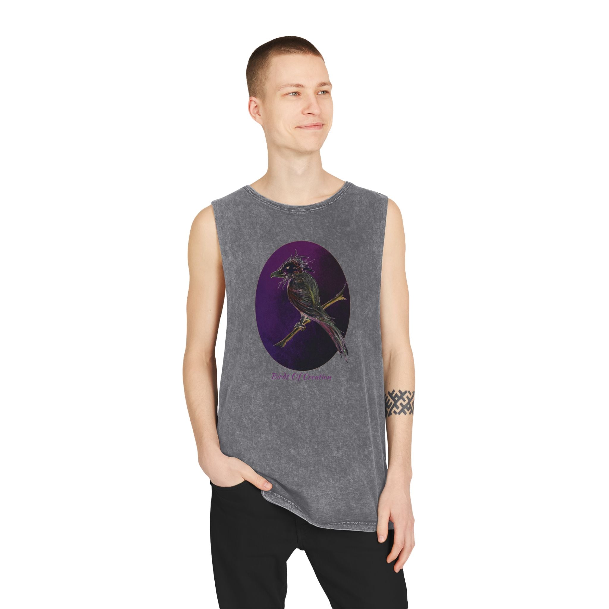 Unisex Stonewash Tank Top - Birds Of Creation No.1a