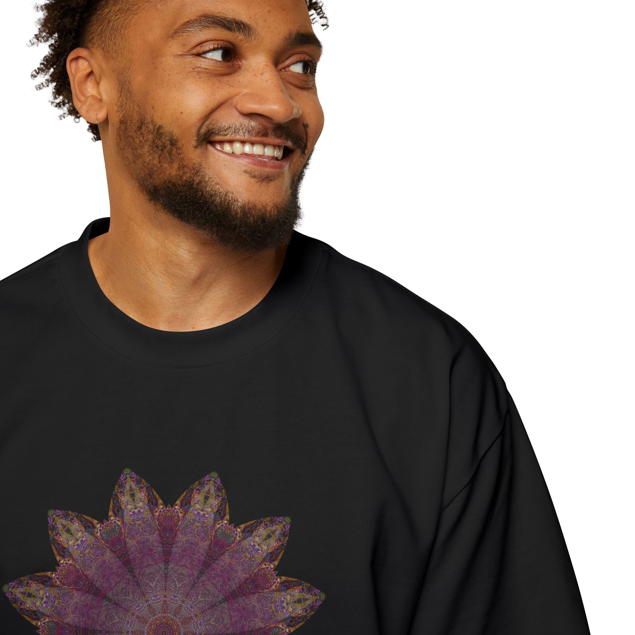 Men's Heavy Oversized Tee - Love Light Mandalas No.6
