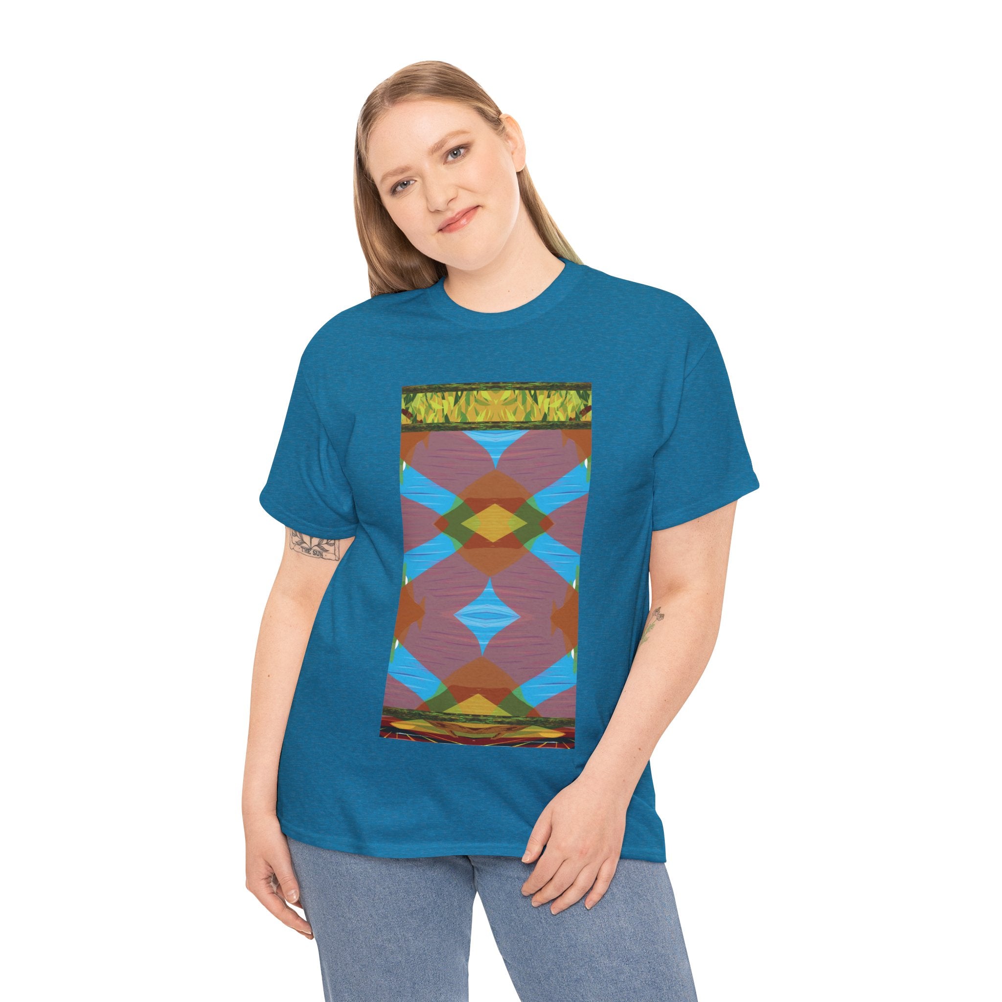 Unisex Heavy Cotton Tee - The Traveller Series (Abstract Autumn)