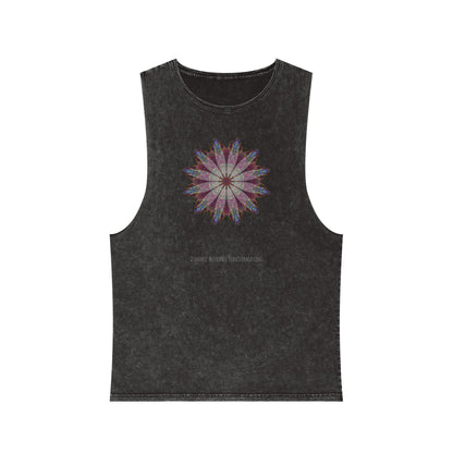 Unisex Stonewash Tank Top - Love Light Mandalas No.9