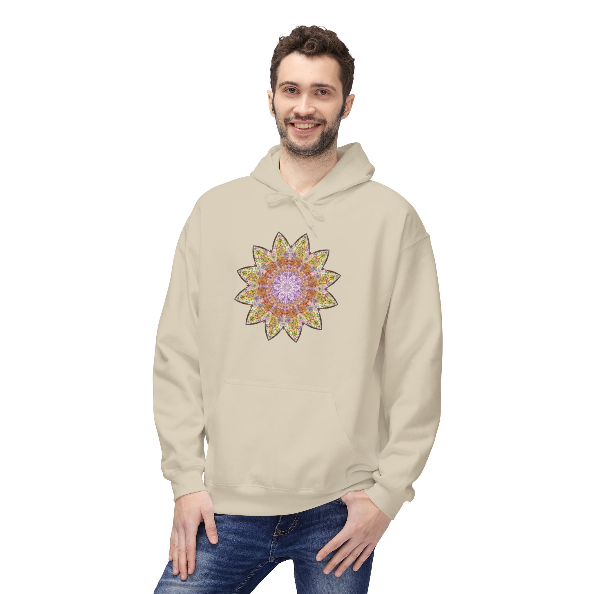 Unisex Midweight Softstyle Fleece Hoodie - Love Light Mandalas No.14