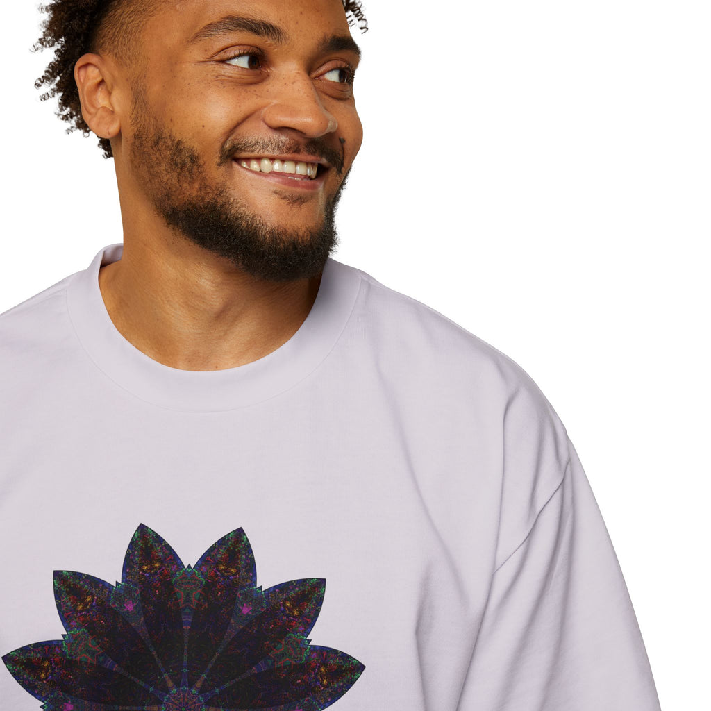 Men's Heavy Oversized Tee - Love Light Mandalas No.25