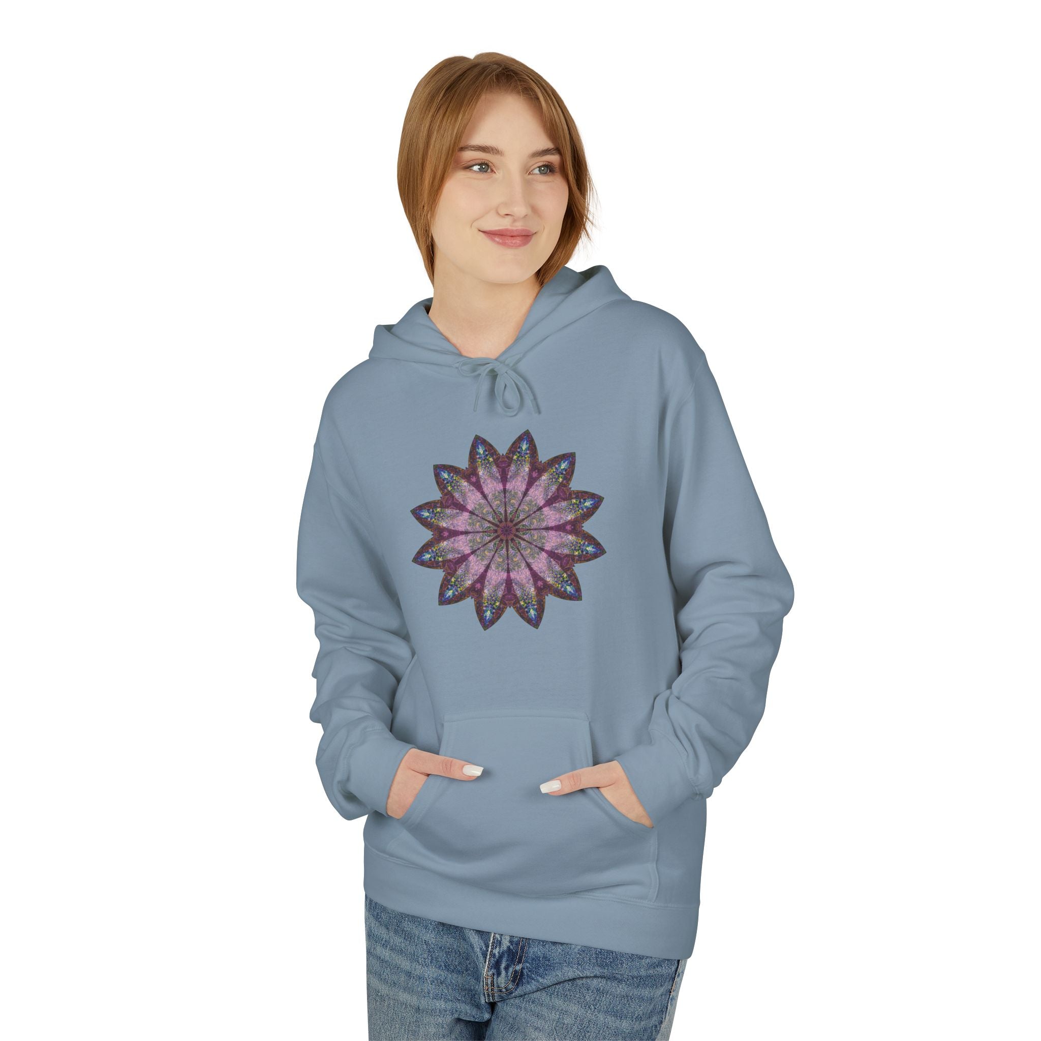Unisex Midweight Softstyle Fleece Hoodie - Love Light Mandalas No.19