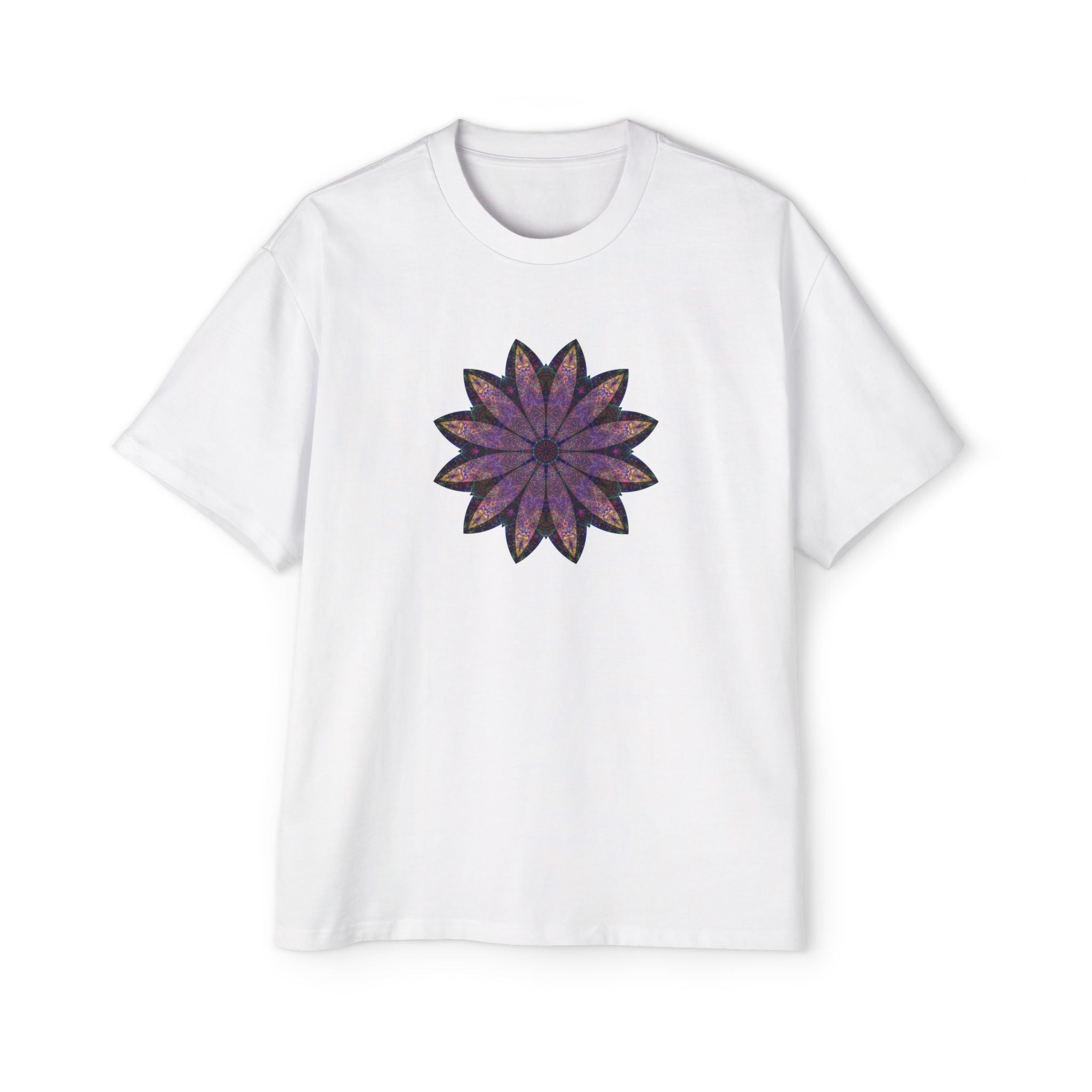 Men's Heavy Oversized Tee - Love Light Mandalas No.24