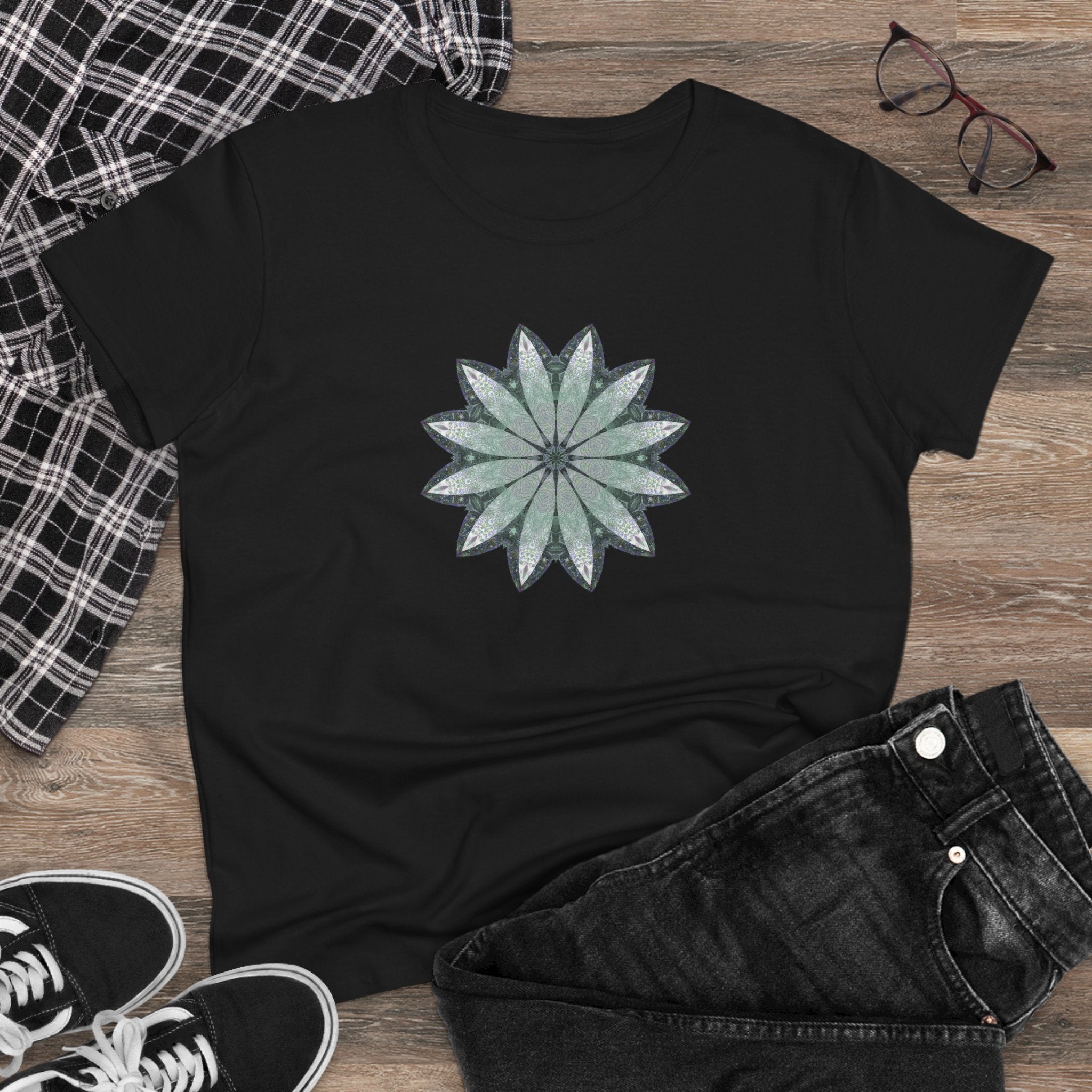 Women's Midweight Cotton Tee - Love Light Mandalas No.22