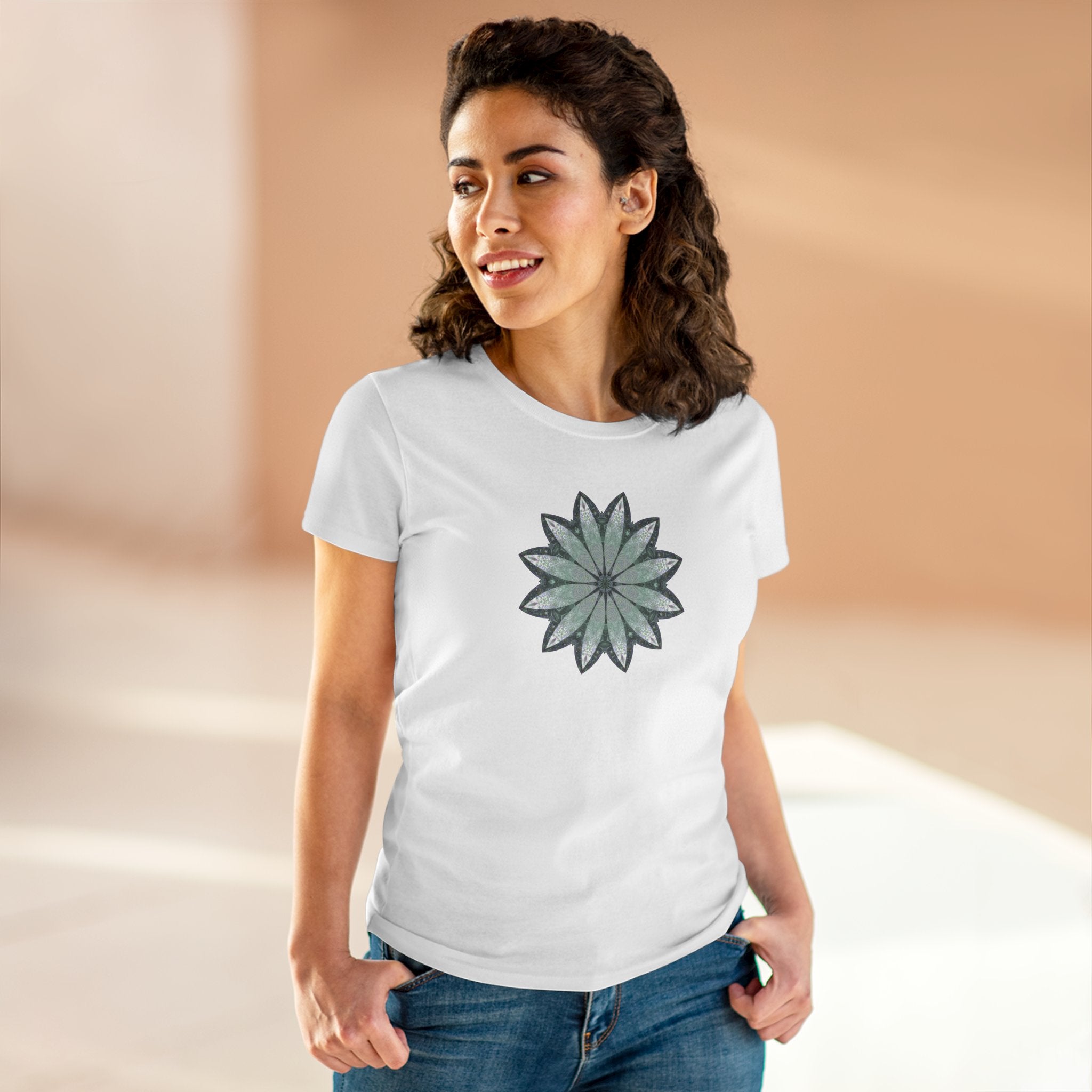 Women's Midweight Cotton Tee - Love Light Mandalas No.22