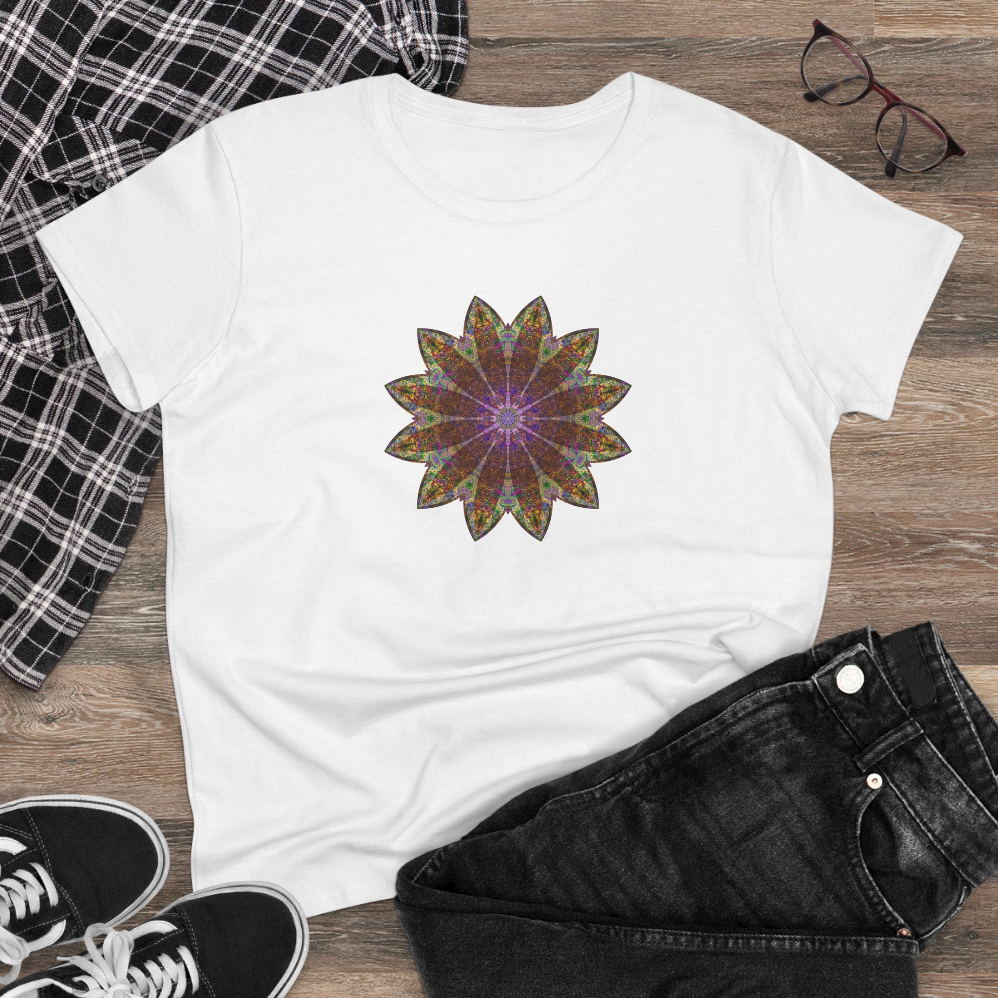 Women's Midweight Cotton Tee - Love Light Mandalas No.13