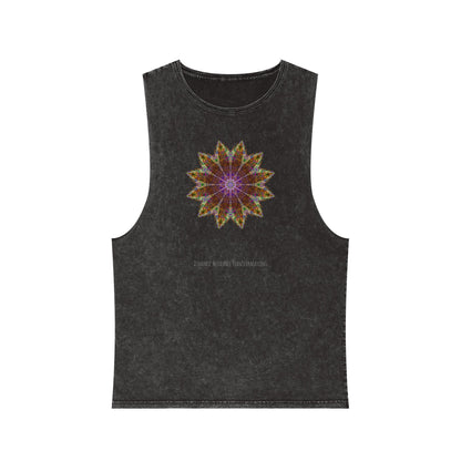 Unisex Stonewash Tank Top - Love Light Mandalas No.13