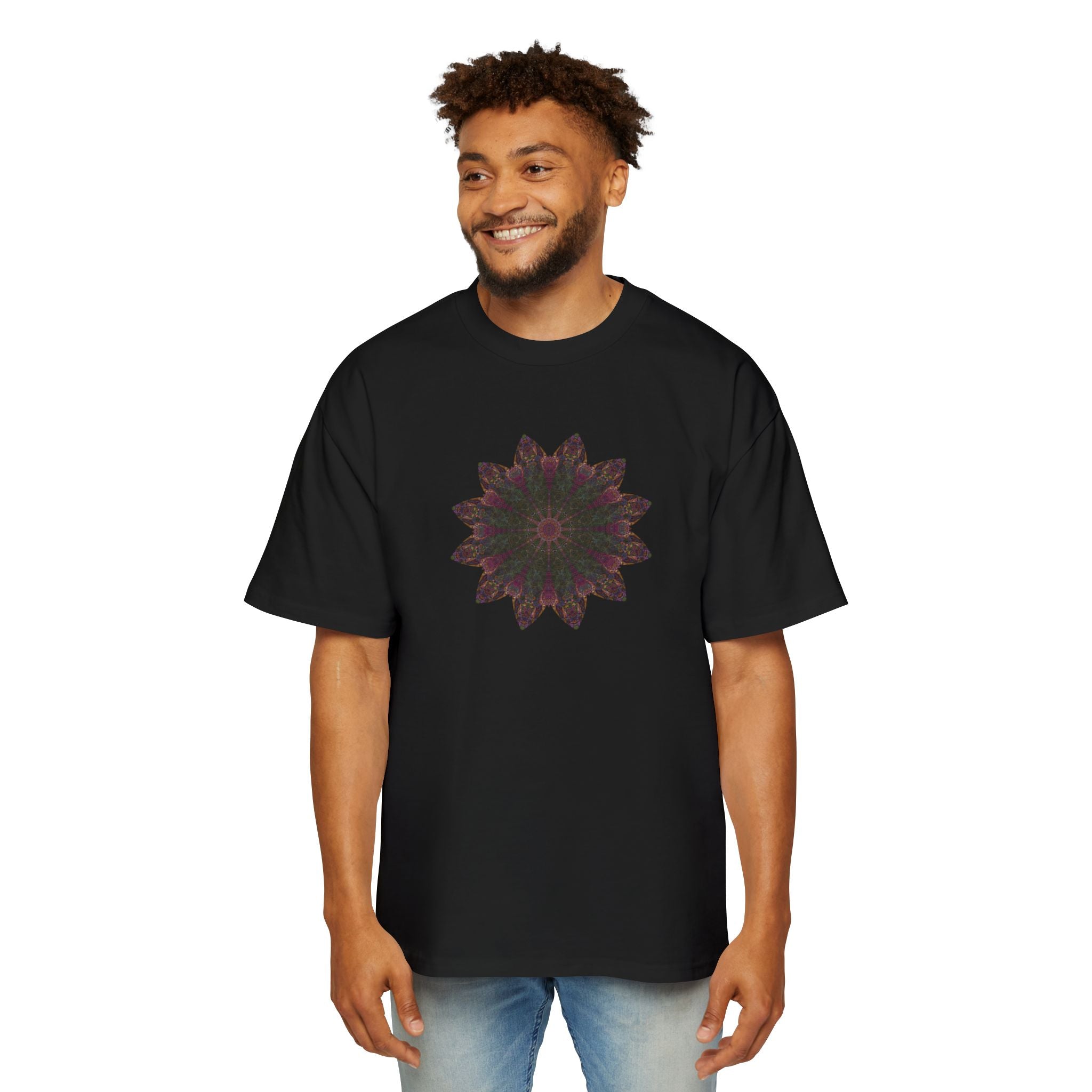 Men's Heavy Oversized Tee - Love Light Mandalas No.7