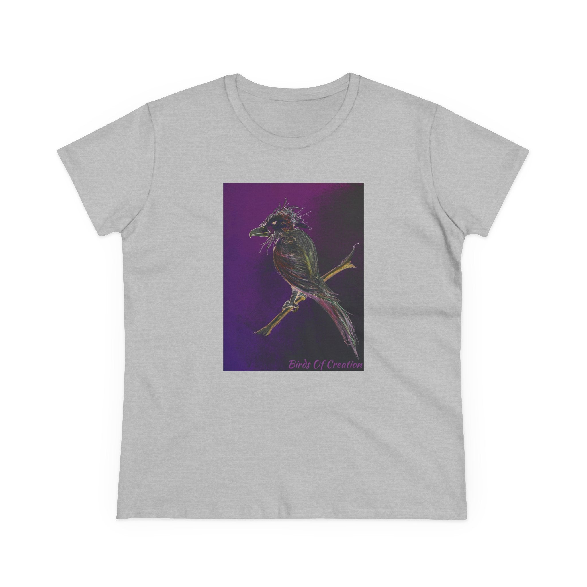 Women's Midweight Cotton Tee - Birds Of Creation No.1