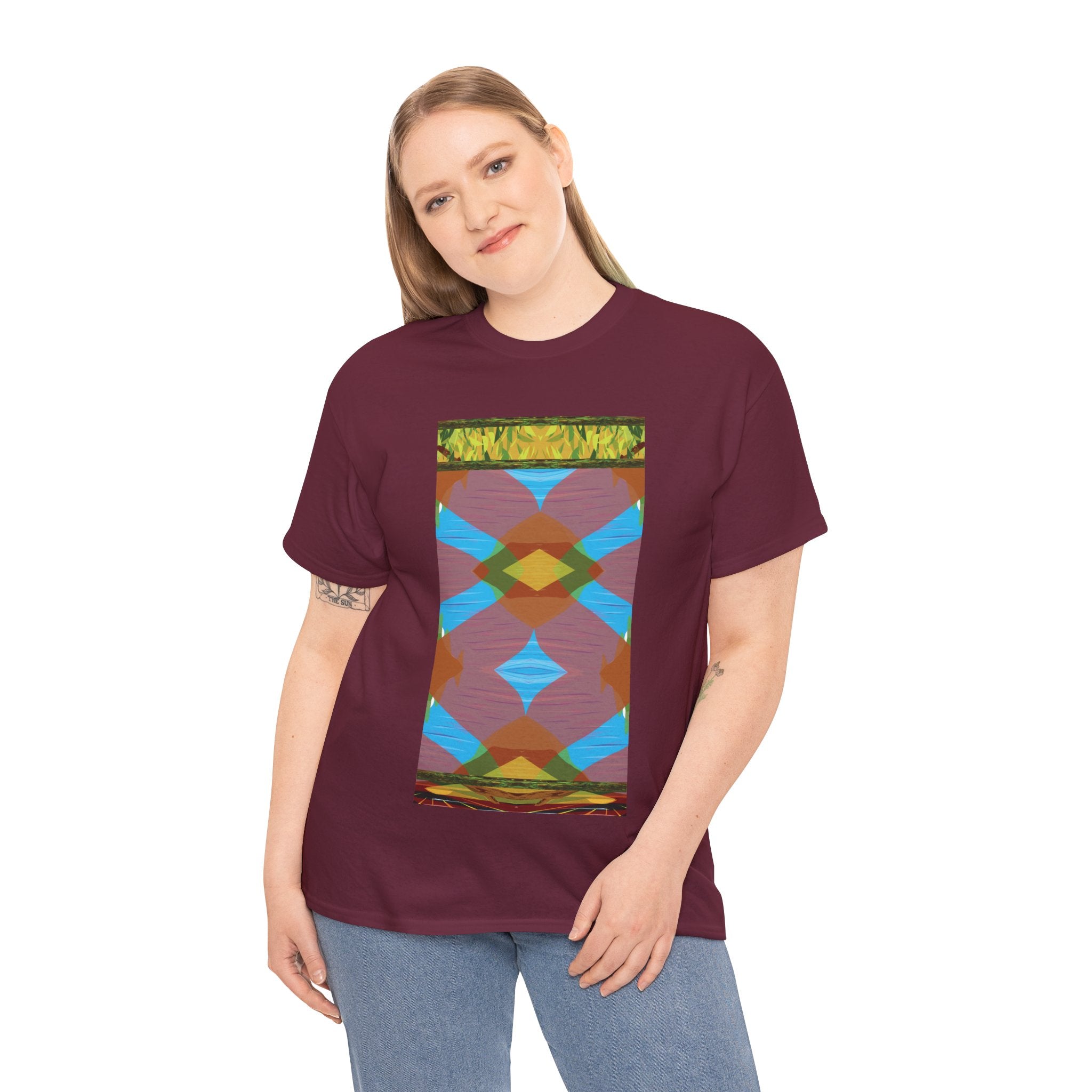 Unisex Heavy Cotton Tee - The Traveller Series (Abstract Autumn)