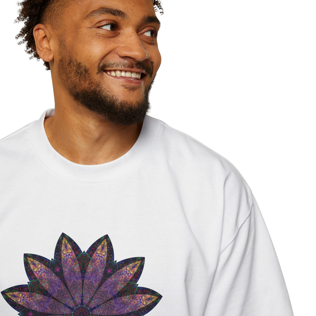 Men's Heavy Oversized Tee - Love Light Mandalas No.24
