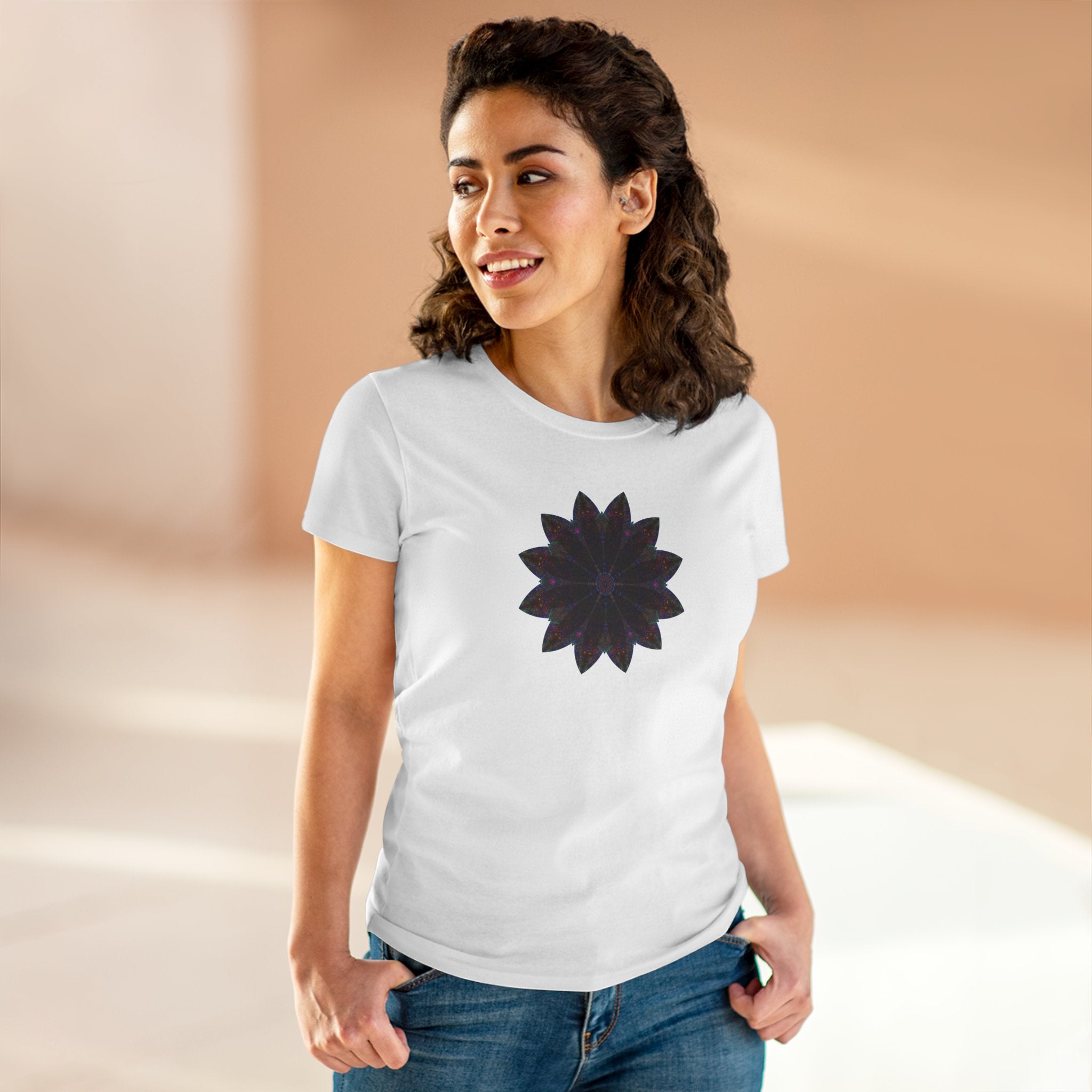 Women's Midweight Cotton Tee - Love Light Mandalas No.25