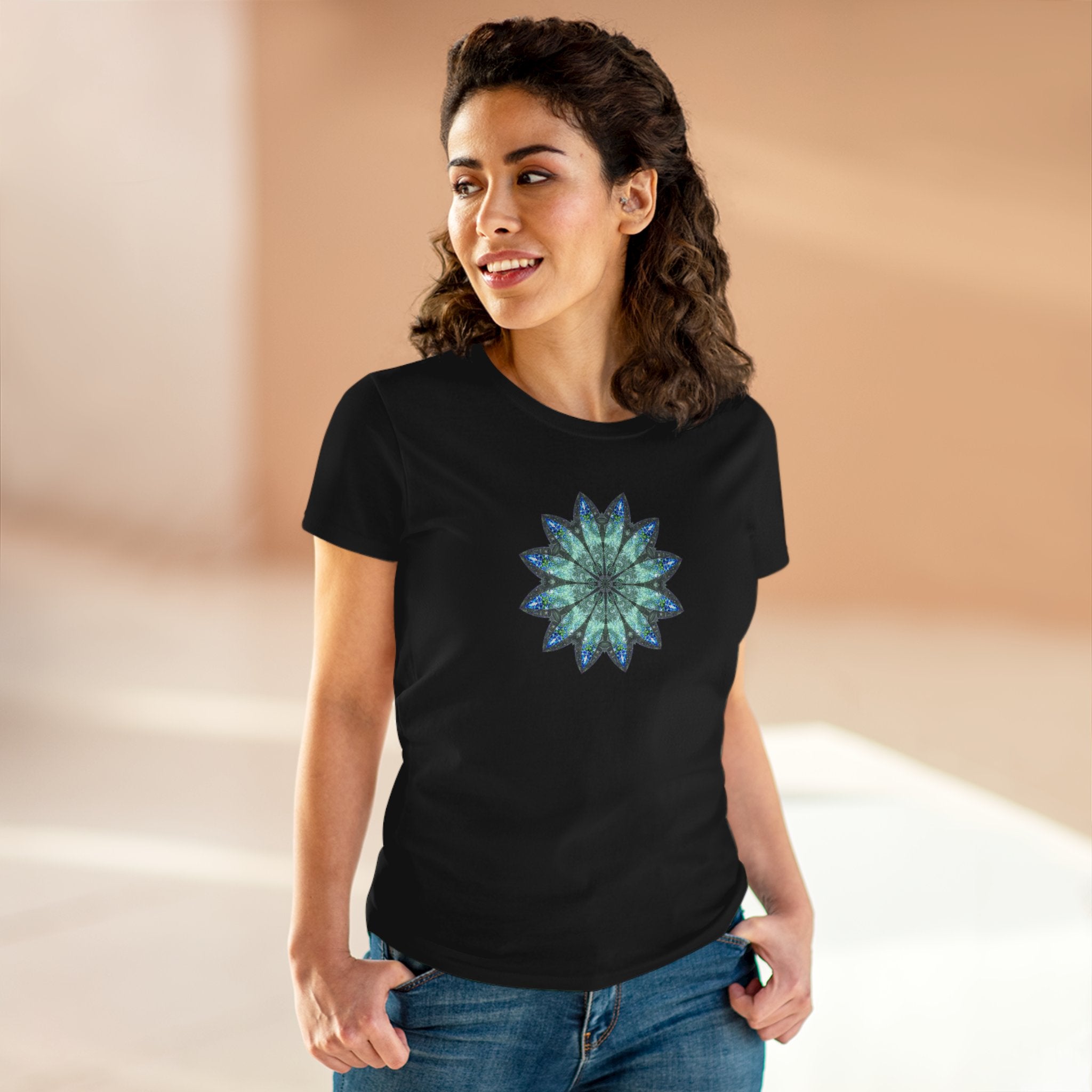 Women's Midweight Cotton Tee - Love Light Mandalas No.20