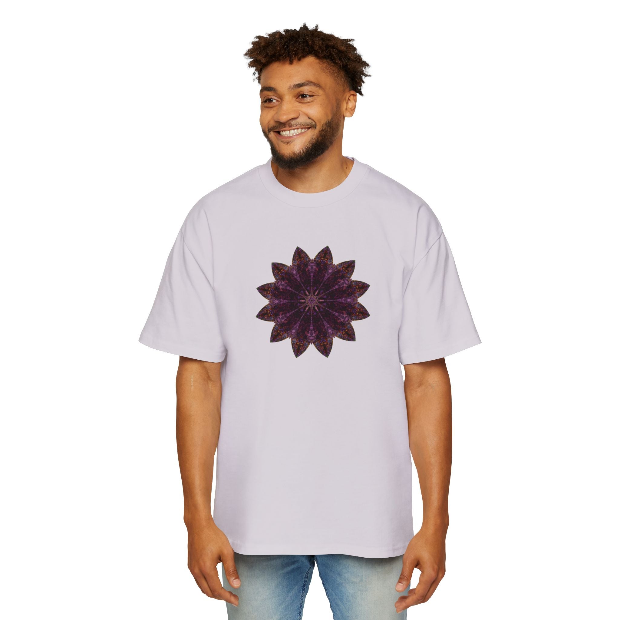 Men's Heavy Oversized Tee - Love Light Mandalas No.15
