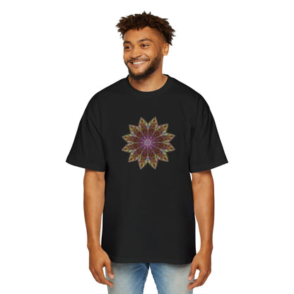 Men's Heavy Oversized Tee - Love Light Mandalas No.13