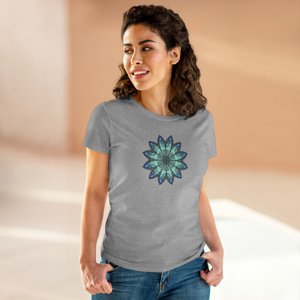 Women's Midweight Cotton Tee - Love Light Mandalas No.20