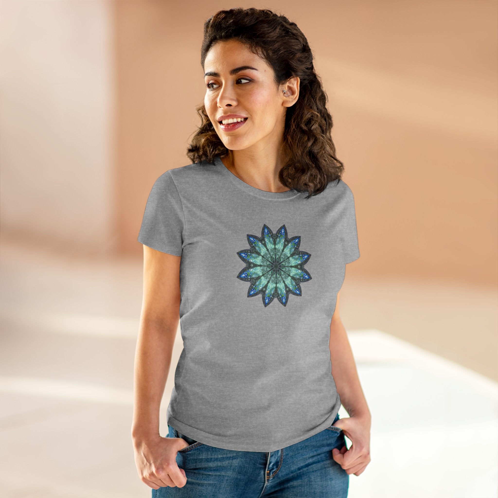 Women's Midweight Cotton Tee - Love Light Mandalas No.20