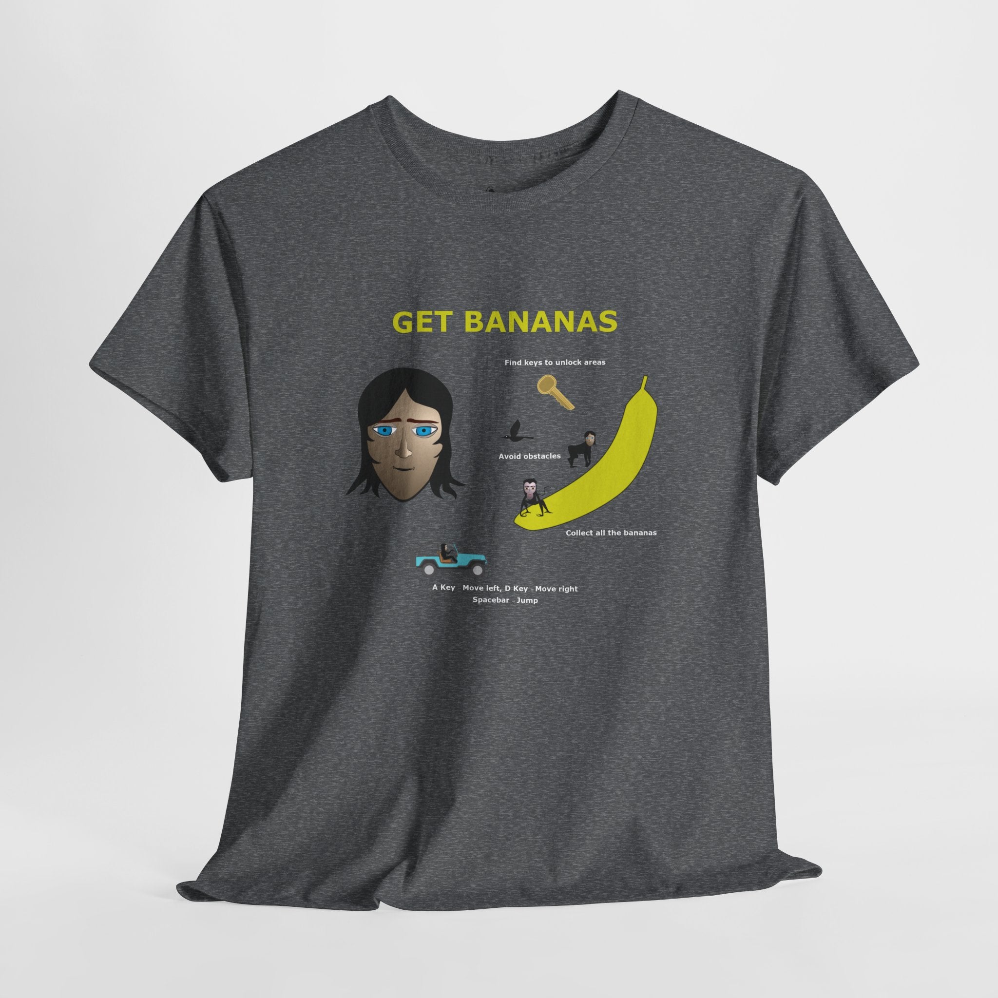 Unisex Heavy Cotton Tee - Monkey Shadows Get Bananas