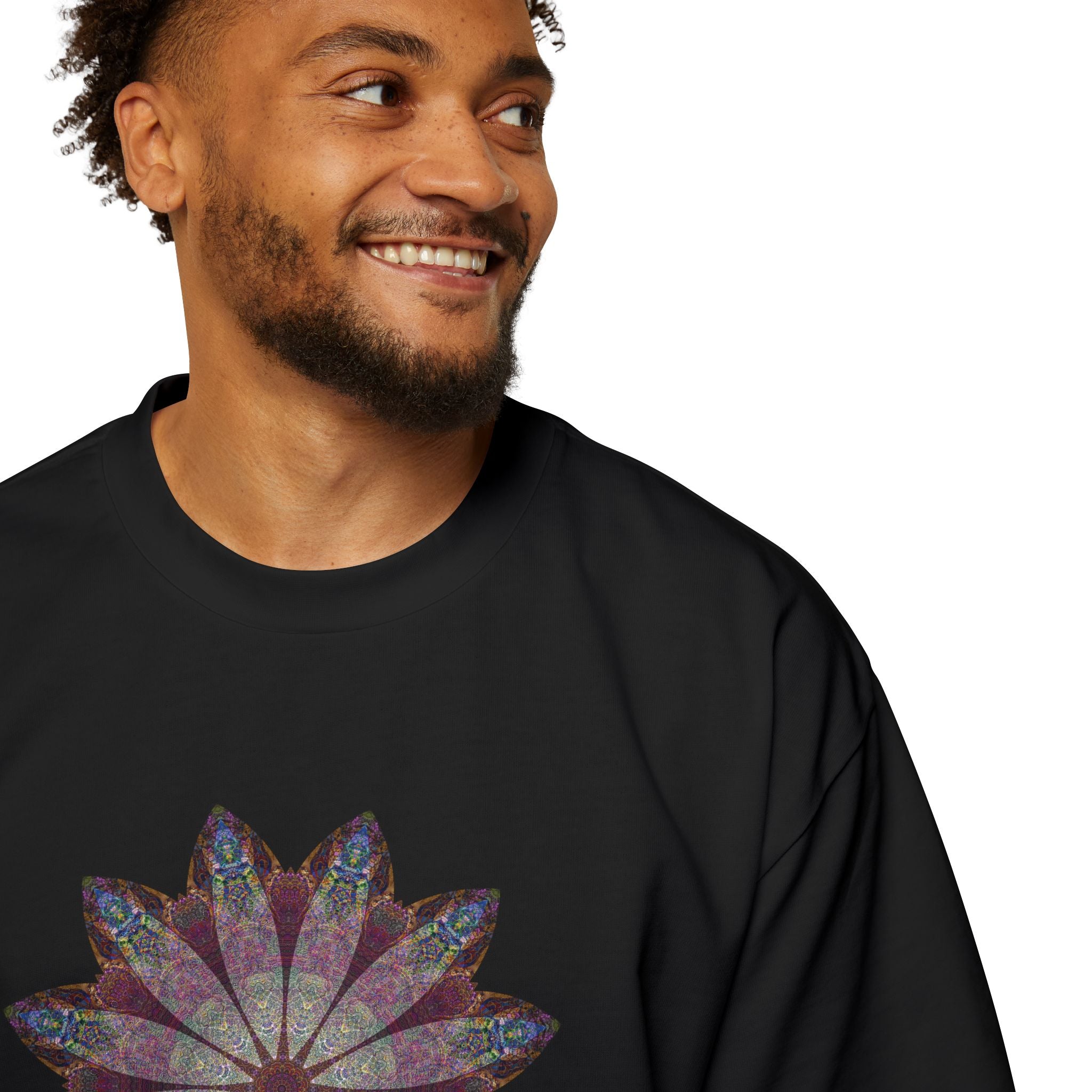 Men's Heavy Oversized Tee - Love Light Mandalas No.9