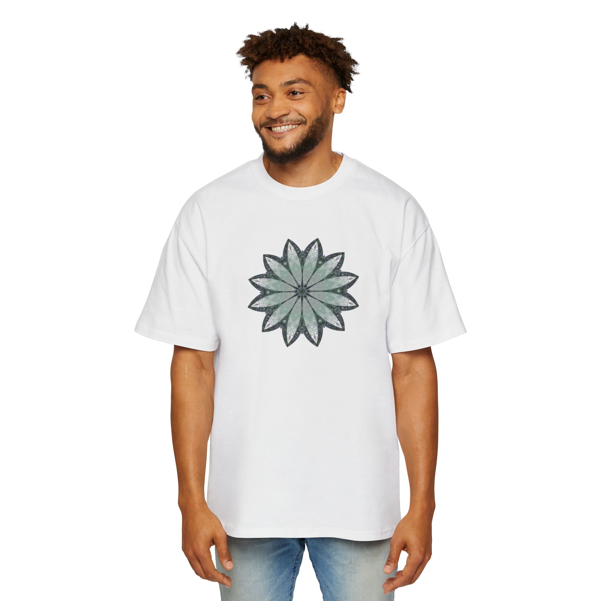 Men's Heavy Oversized Tee - Love Light Mandalas No.22