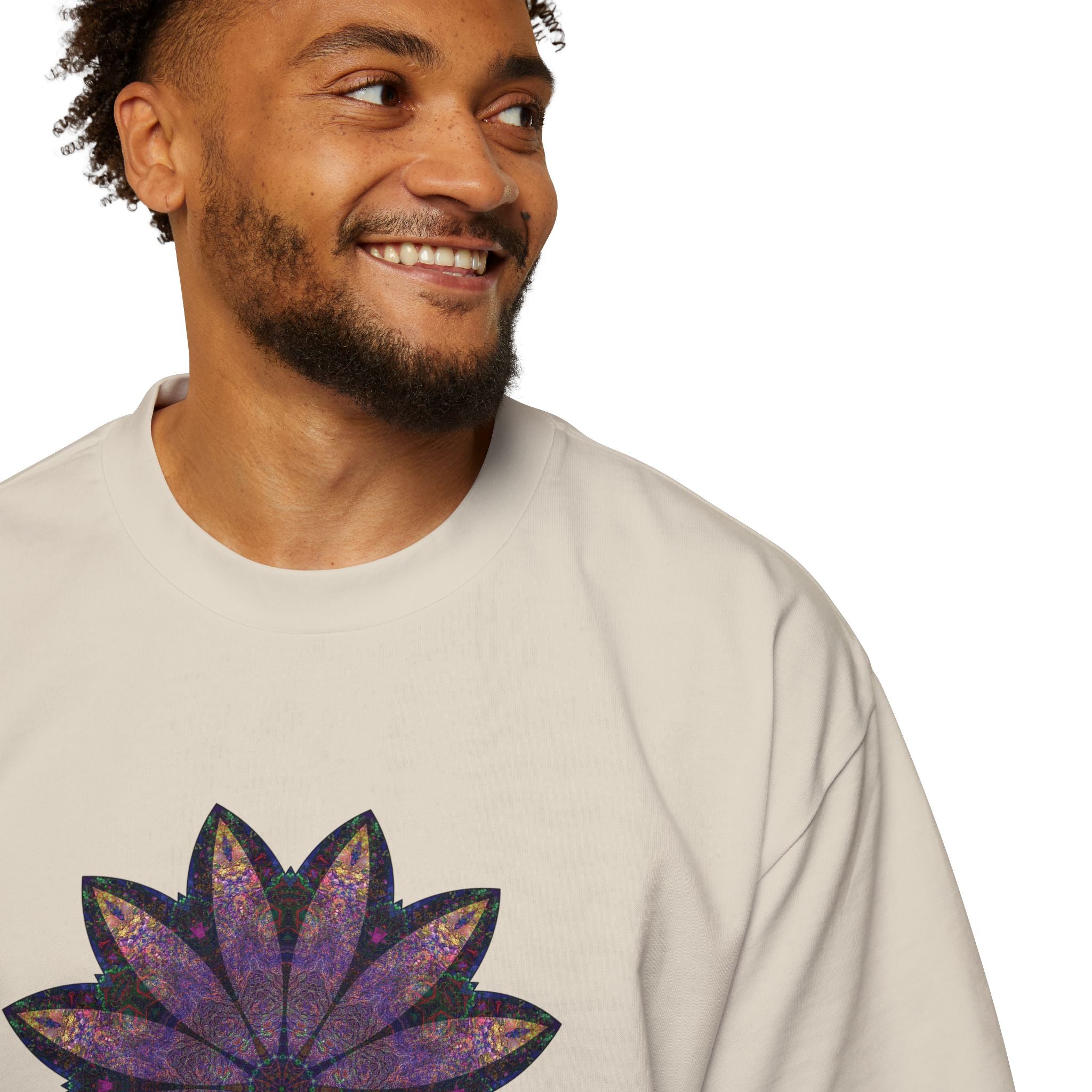 Men's Heavy Oversized Tee - Love Light Mandalas No.24