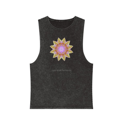 Unisex Stonewash Tank Top - Love Light Mandalas No.14