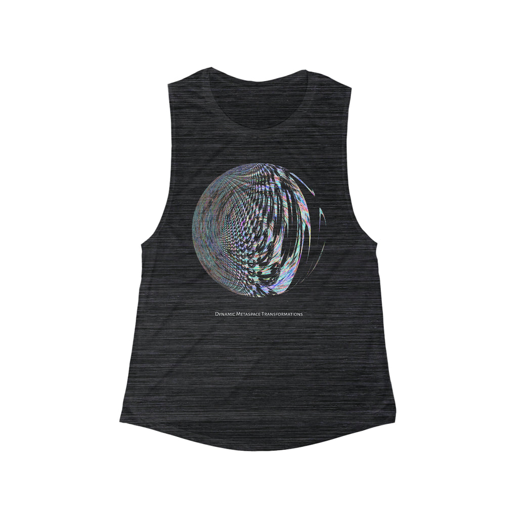 Women's Flowy Scoop Muscle Tank - Fractal Moon No.2