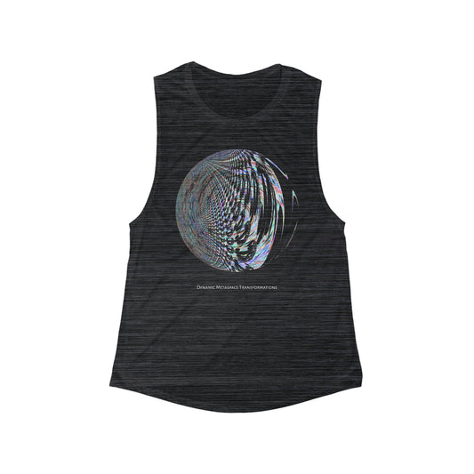 Women's Flowy Scoop Muscle Tank - Fractal Moon No.2