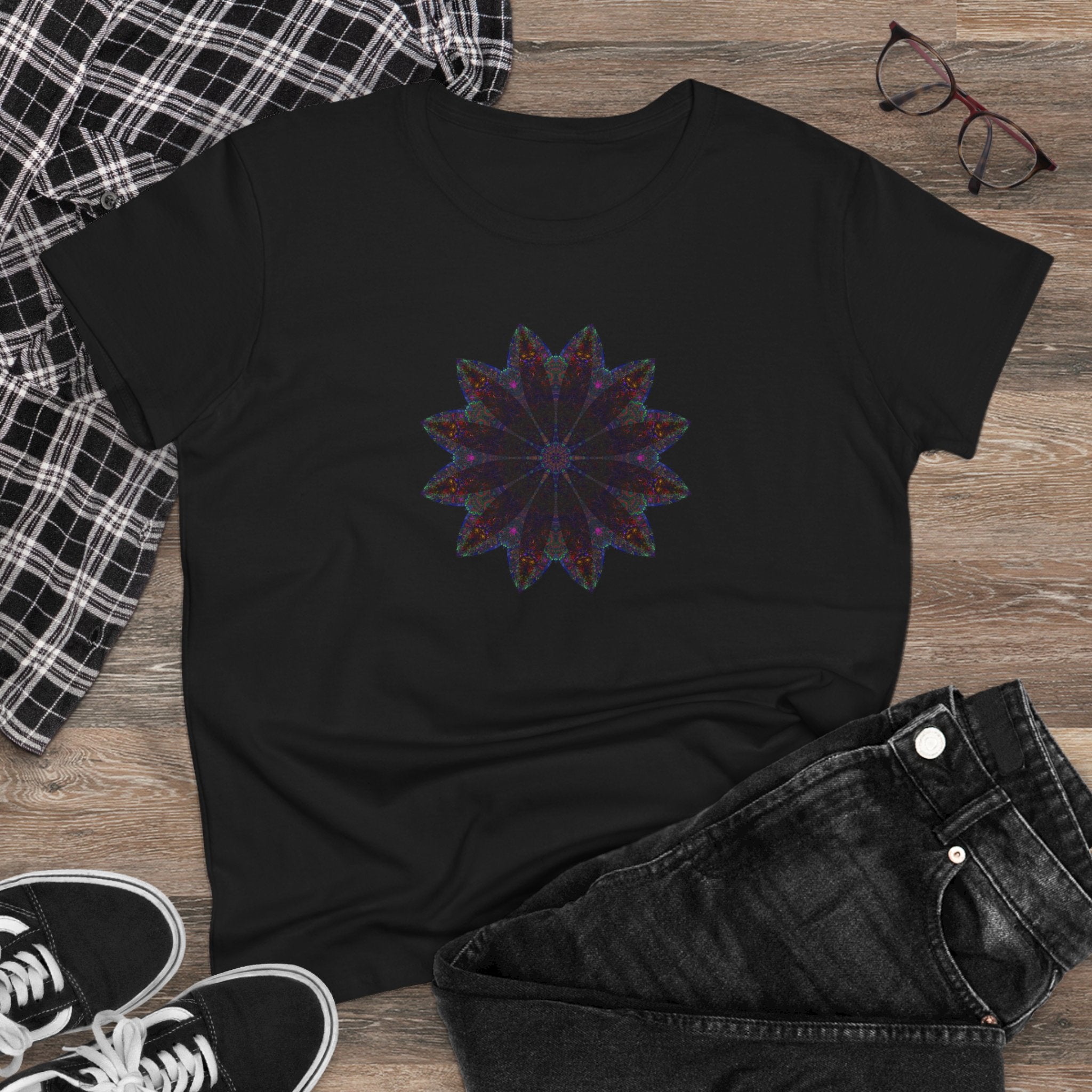 Women's Midweight Cotton Tee - Love Light Mandalas No.25