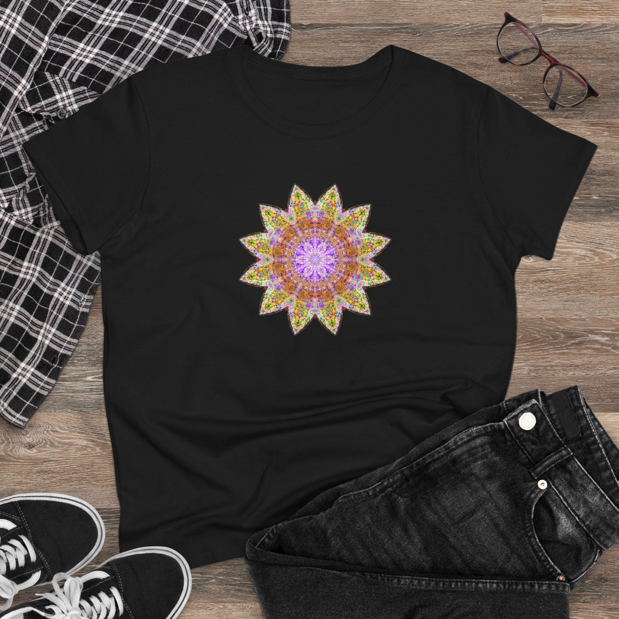 Women's Midweight Cotton Tee - Love Light Mandalas No.14