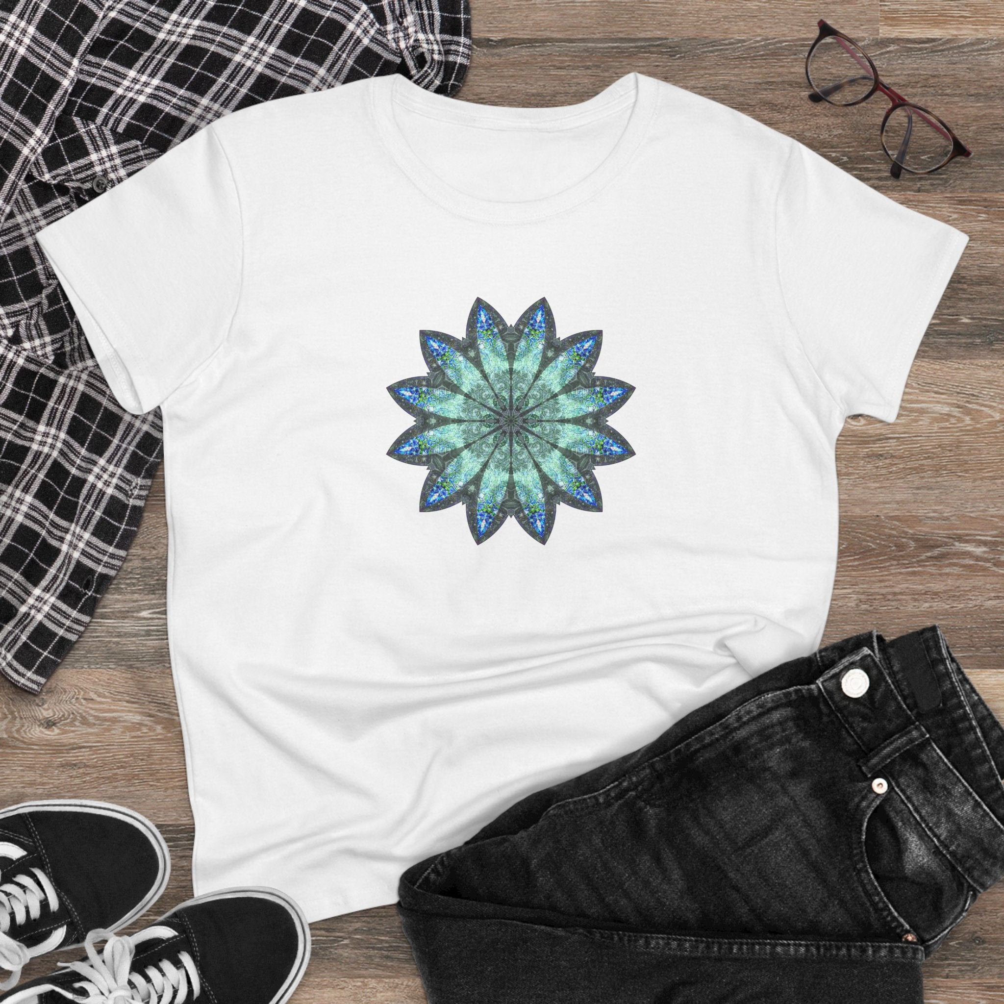 Women's Midweight Cotton Tee - Love Light Mandalas No.20