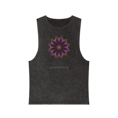 Unisex Stonewash Tank Top - Love Light Mandalas No.11