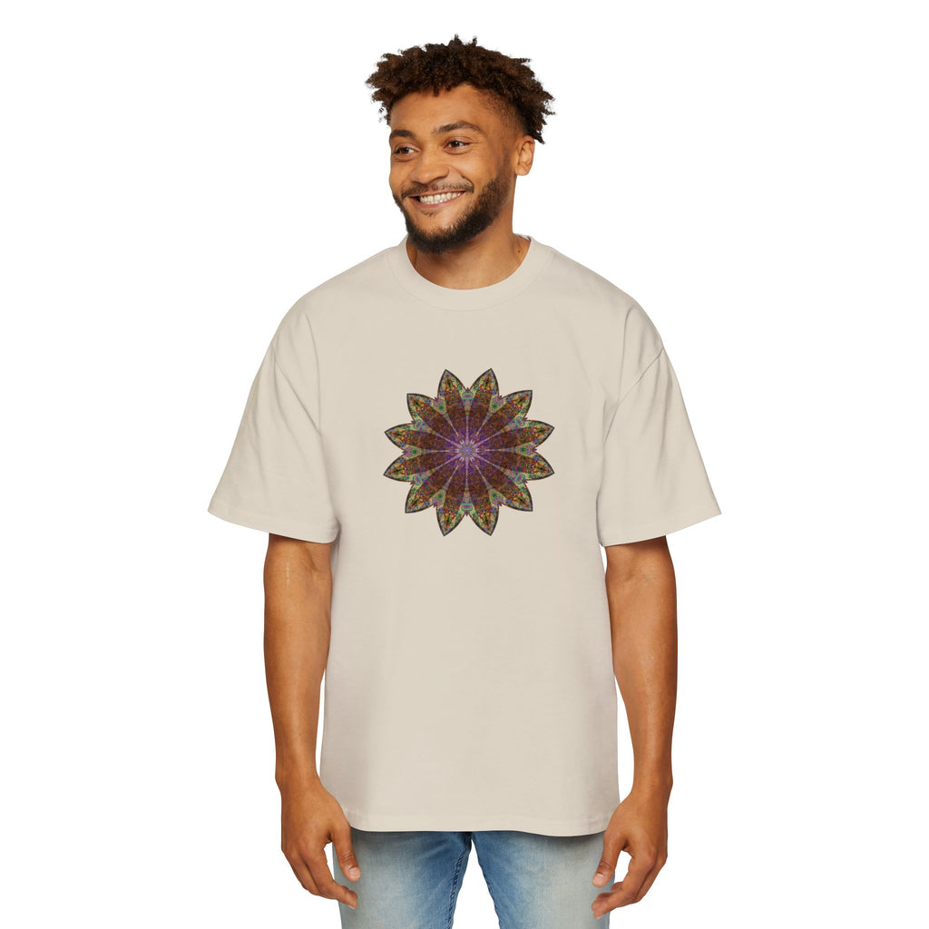 Men's Heavy Oversized Tee - Love Light Mandalas No.13