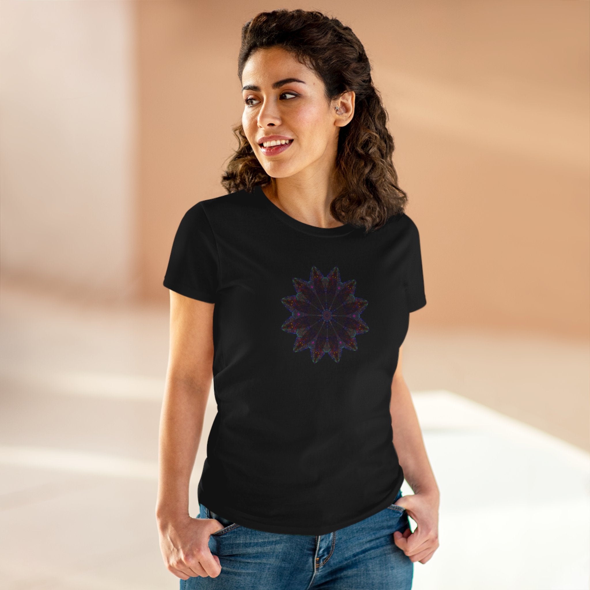 Women's Midweight Cotton Tee - Love Light Mandalas No.25