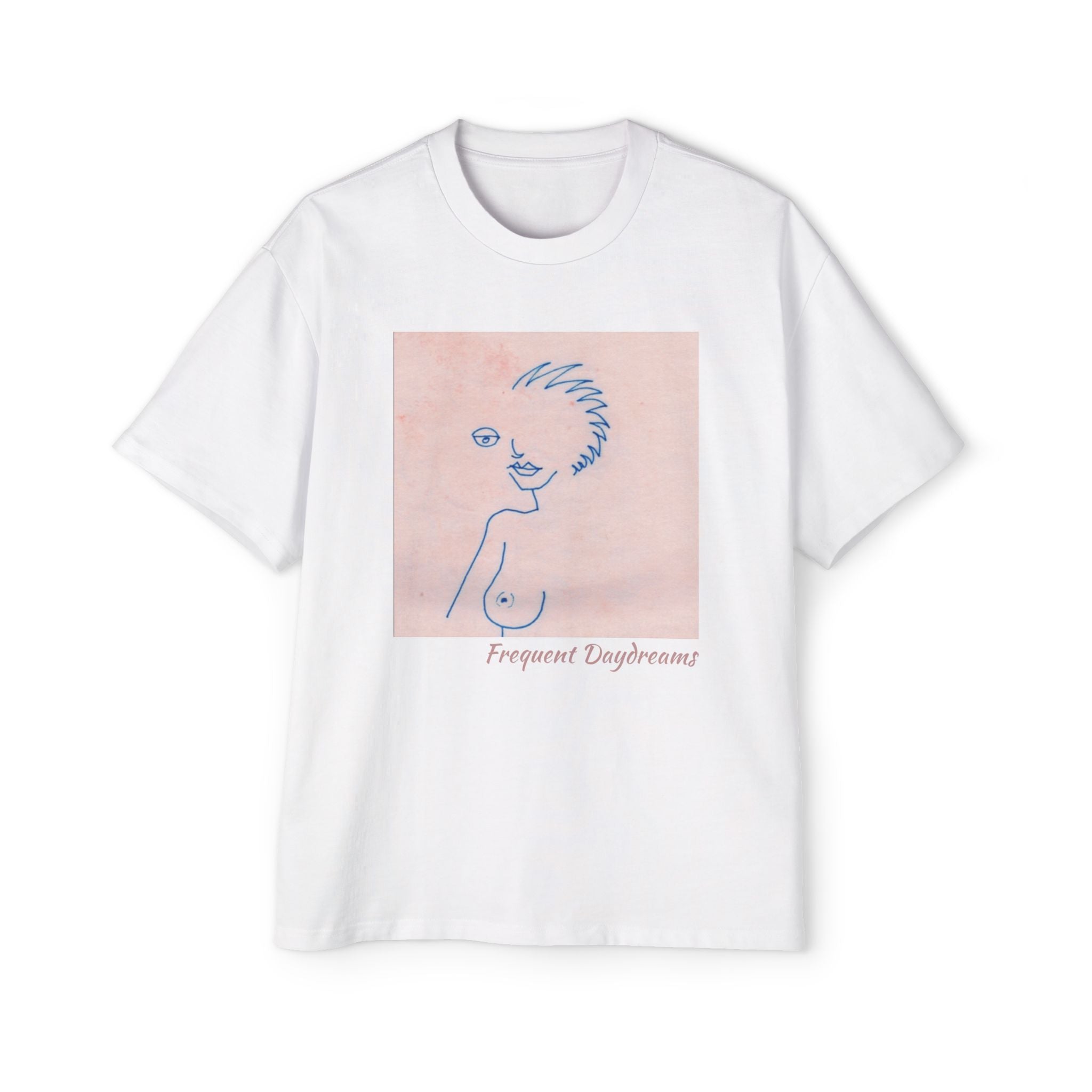 Men's Heavy Oversized Tee - Frequent Daydreams Sketch No.46
