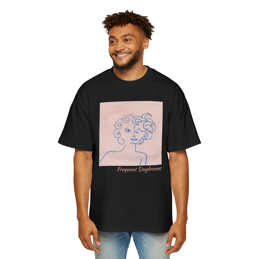 Men's Heavy Oversized Tee - Frequent Daydreams Sketch No.47