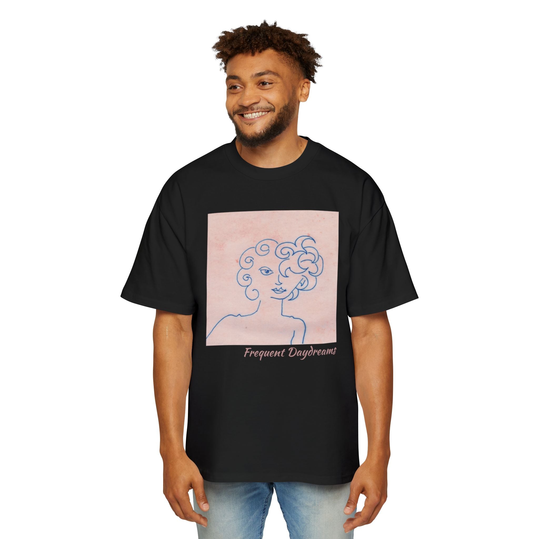 Men's Heavy Oversized Tee - Frequent Daydreams Sketch No.47