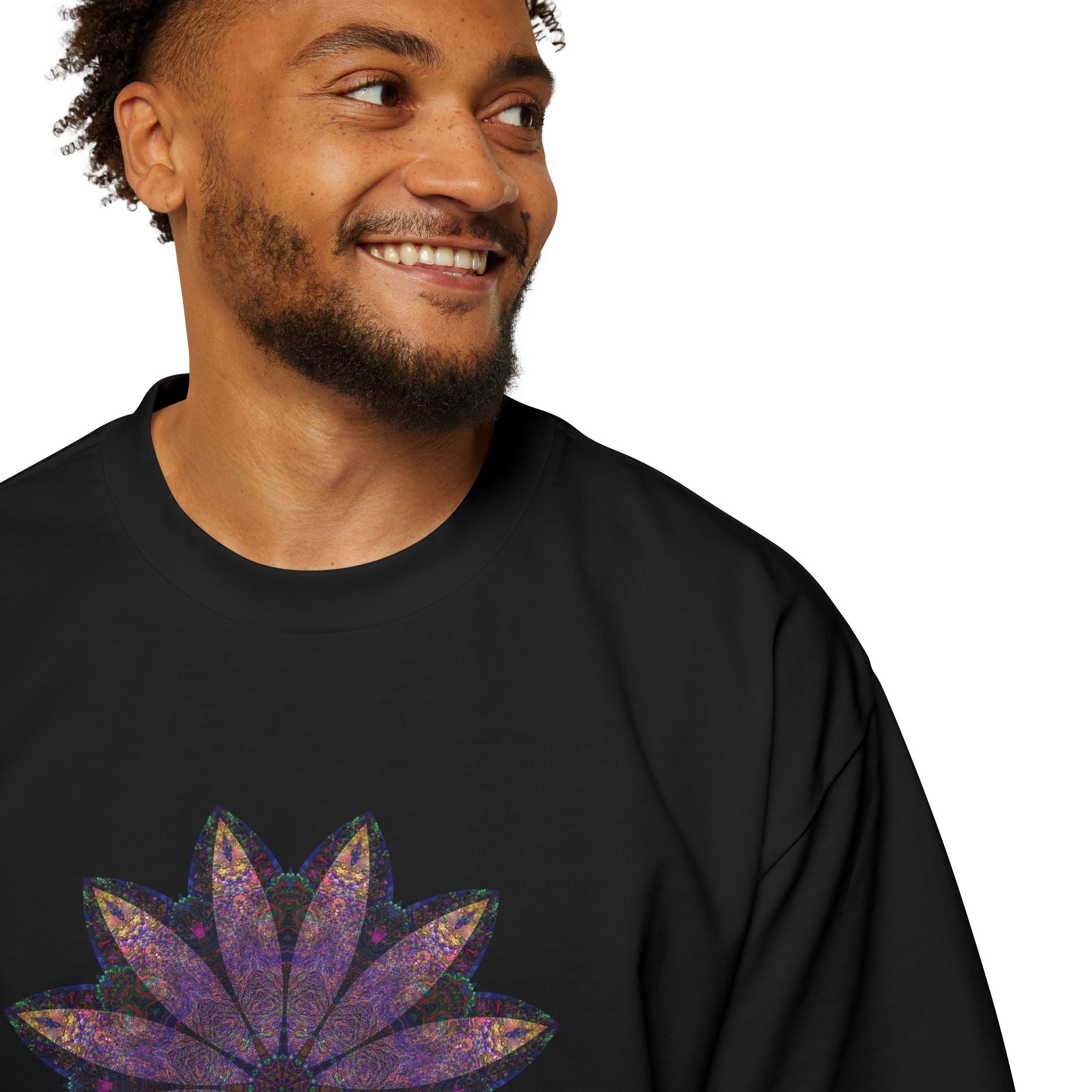 Men's Heavy Oversized Tee - Love Light Mandalas No.24