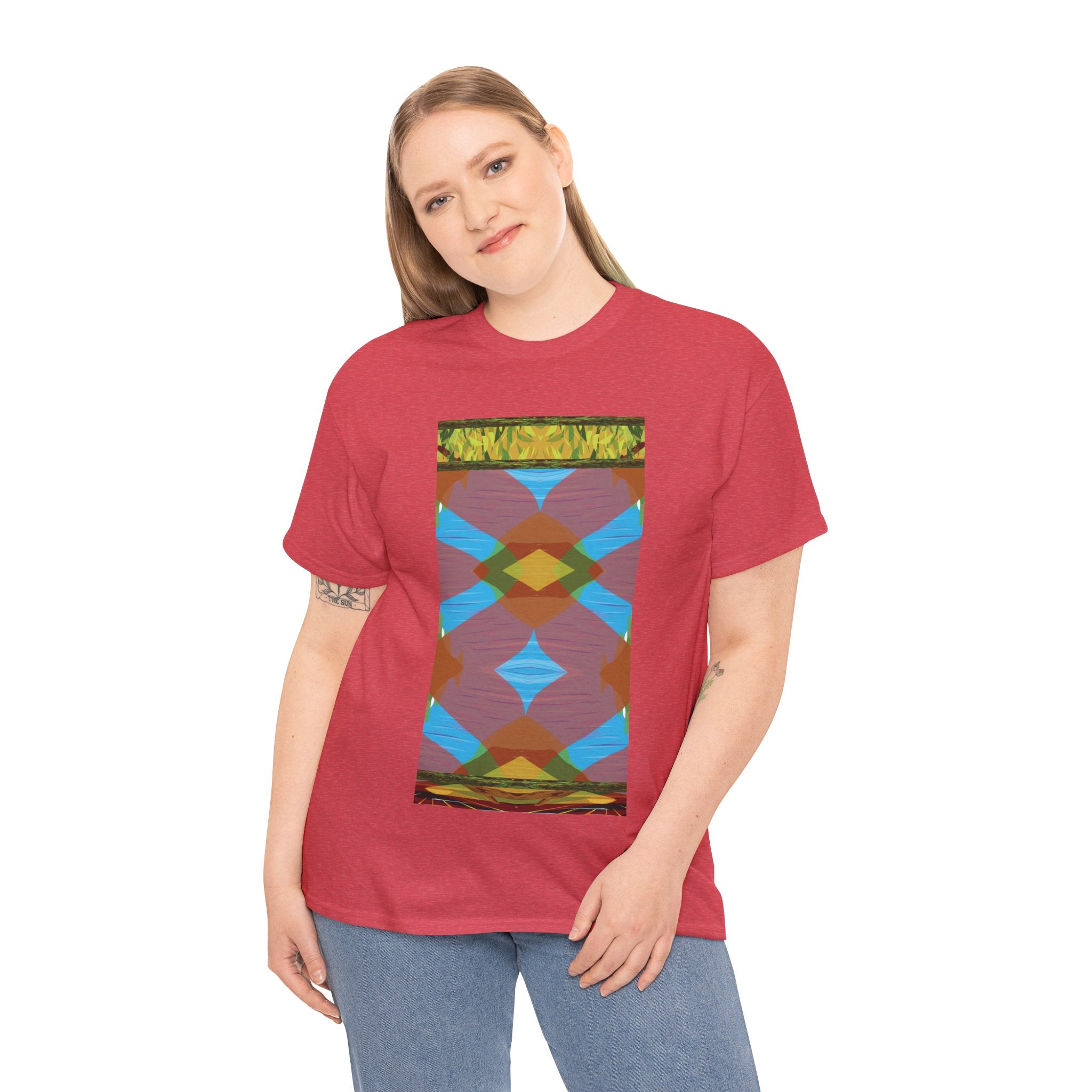 Unisex Heavy Cotton Tee - The Traveller Series (Abstract Autumn)