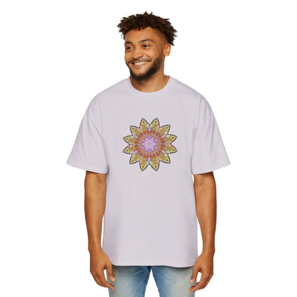 Men's Heavy Oversized Tee - Love Light Mandalas No.14