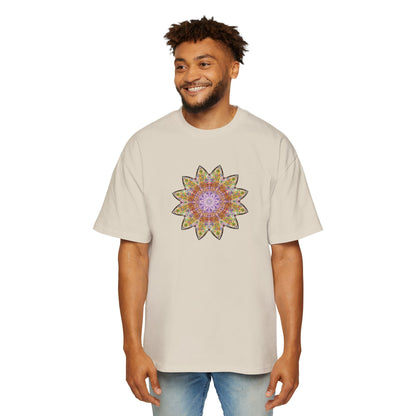 Men's Heavy Oversized Tee - Love Light Mandalas No.14