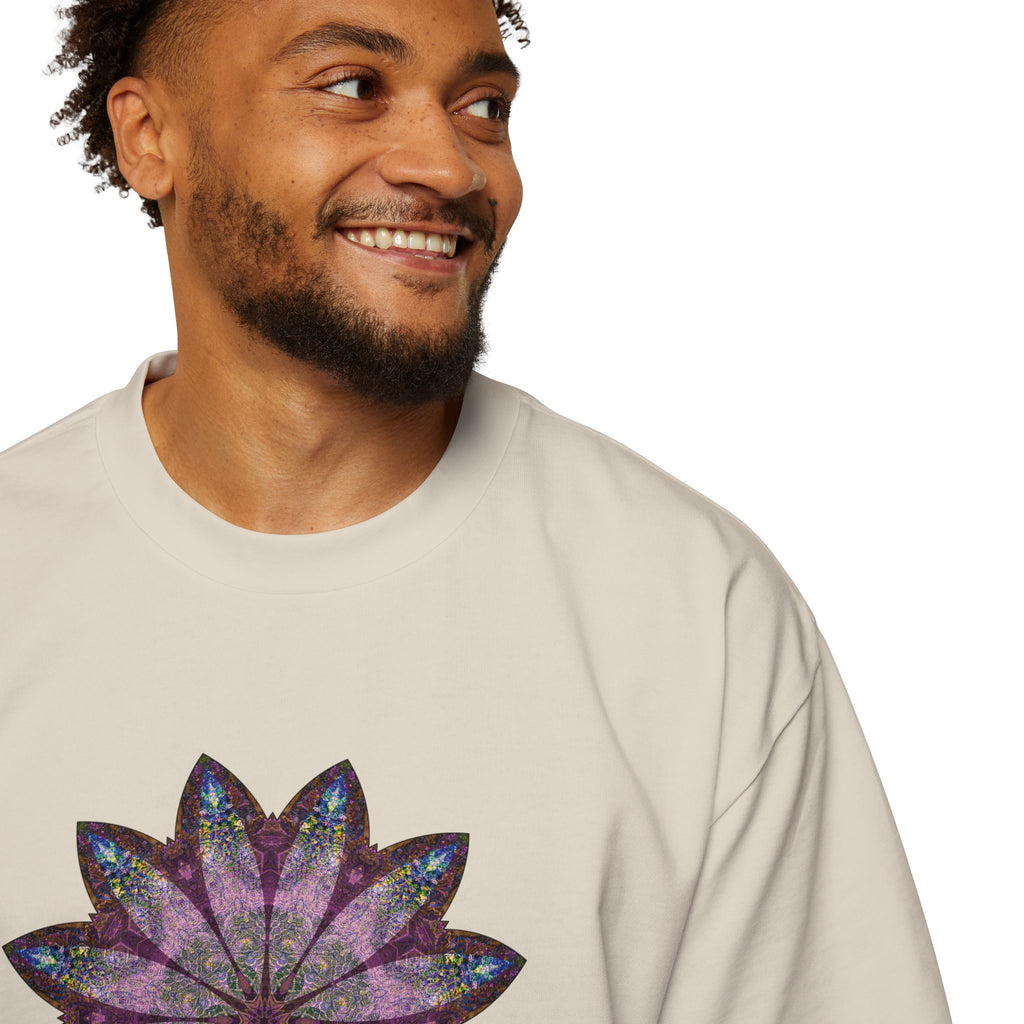 Men's Heavy Oversized Tee - Love Light Mandalas No.19