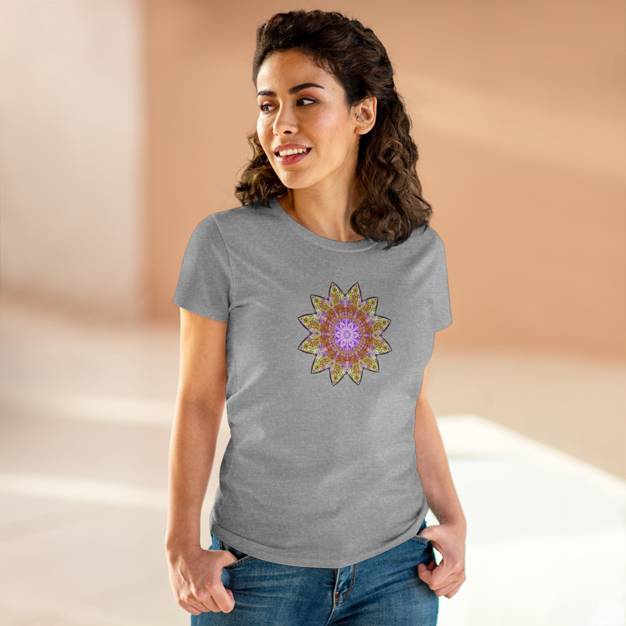 Women's Midweight Cotton Tee - Love Light Mandalas No.14