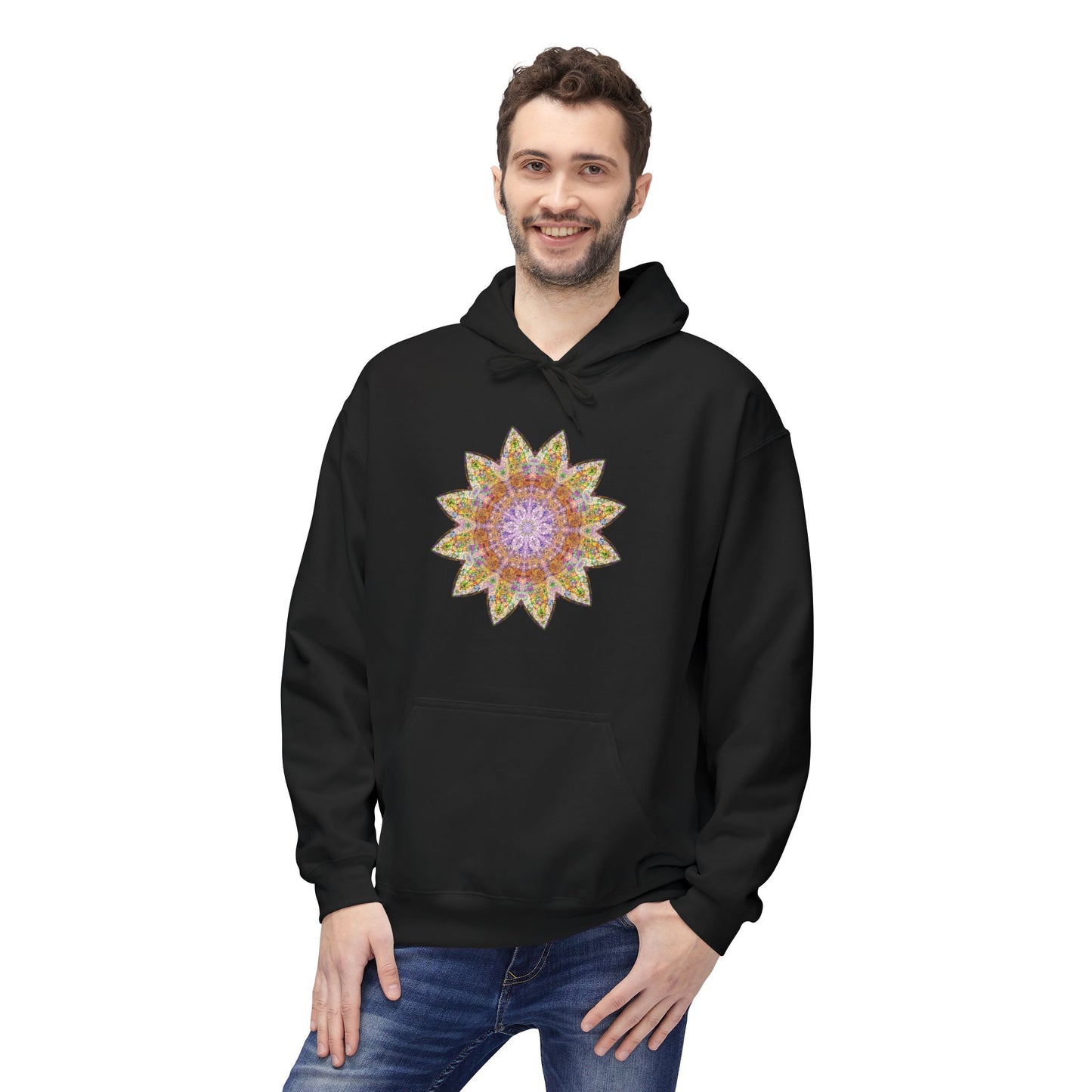 Unisex Midweight Softstyle Fleece Hoodie - Love Light Mandalas No.14