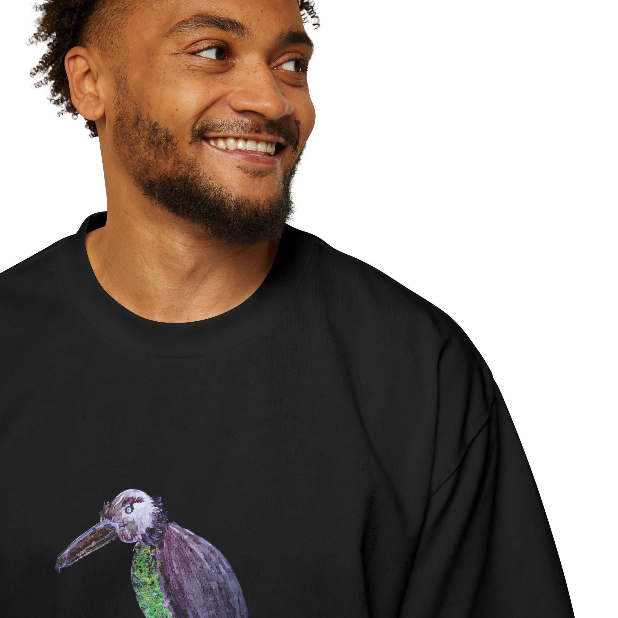 Men's Heavy Oversized Tee - Birds Of Creation No.2